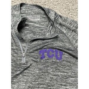 TCU Horned Frogs Shirt Mens Med Gray Under Armour 1/4 Zip Active Golf Sweatshirt